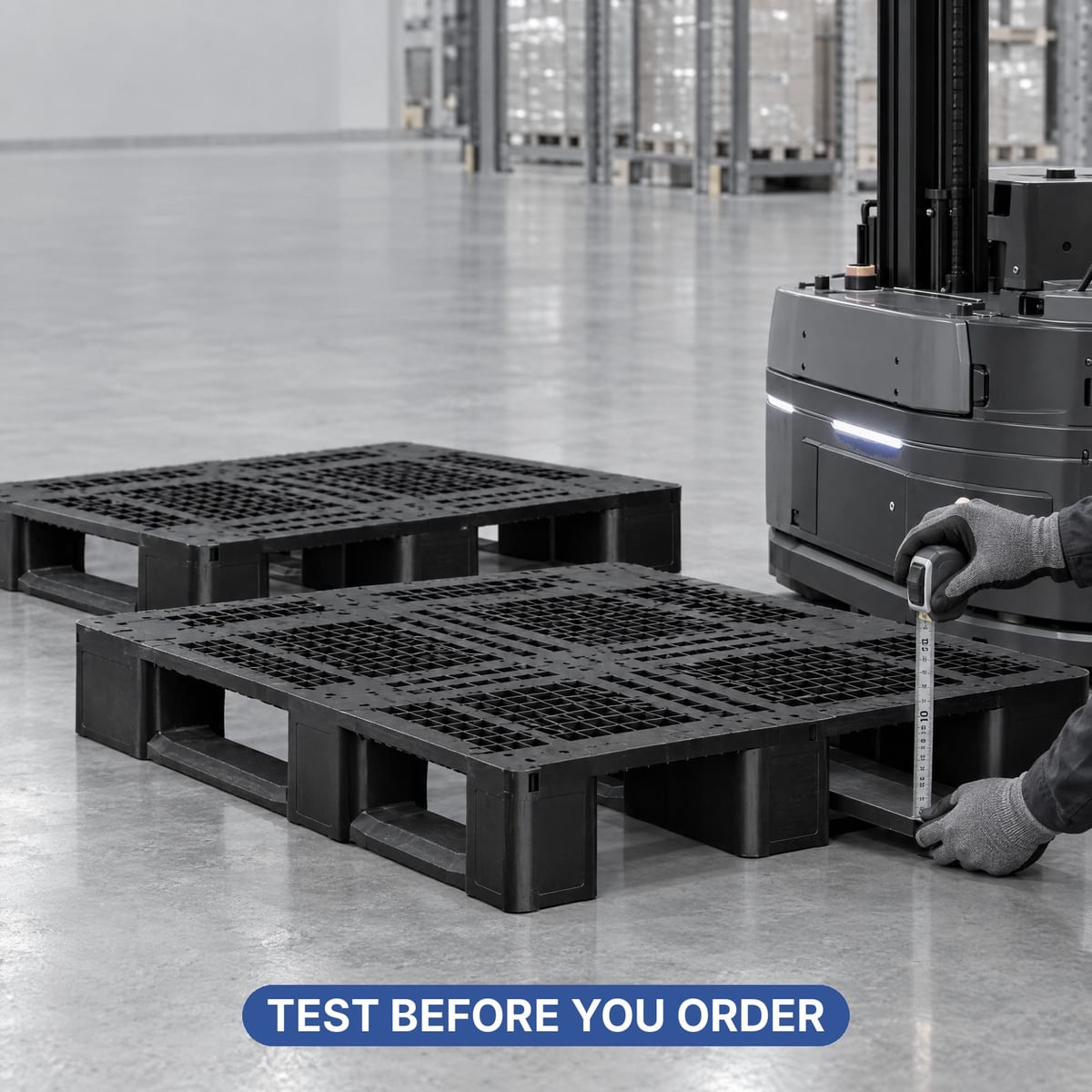 Checklist for choosing pallets compatible with an AGV system, with sample pallets on trial