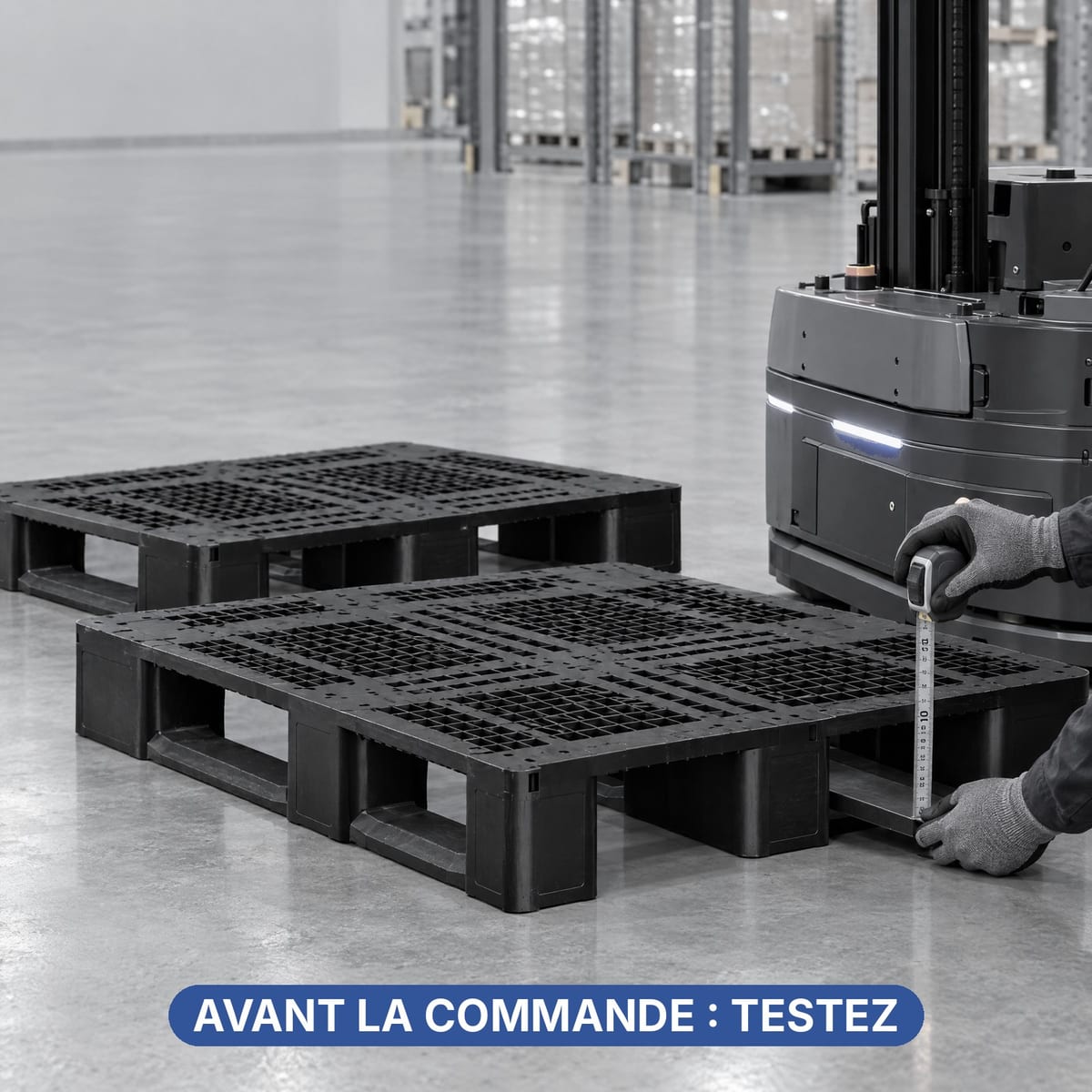Check-list pour choisir des palettes compatibles avec une installation AGV, échantillons en essai