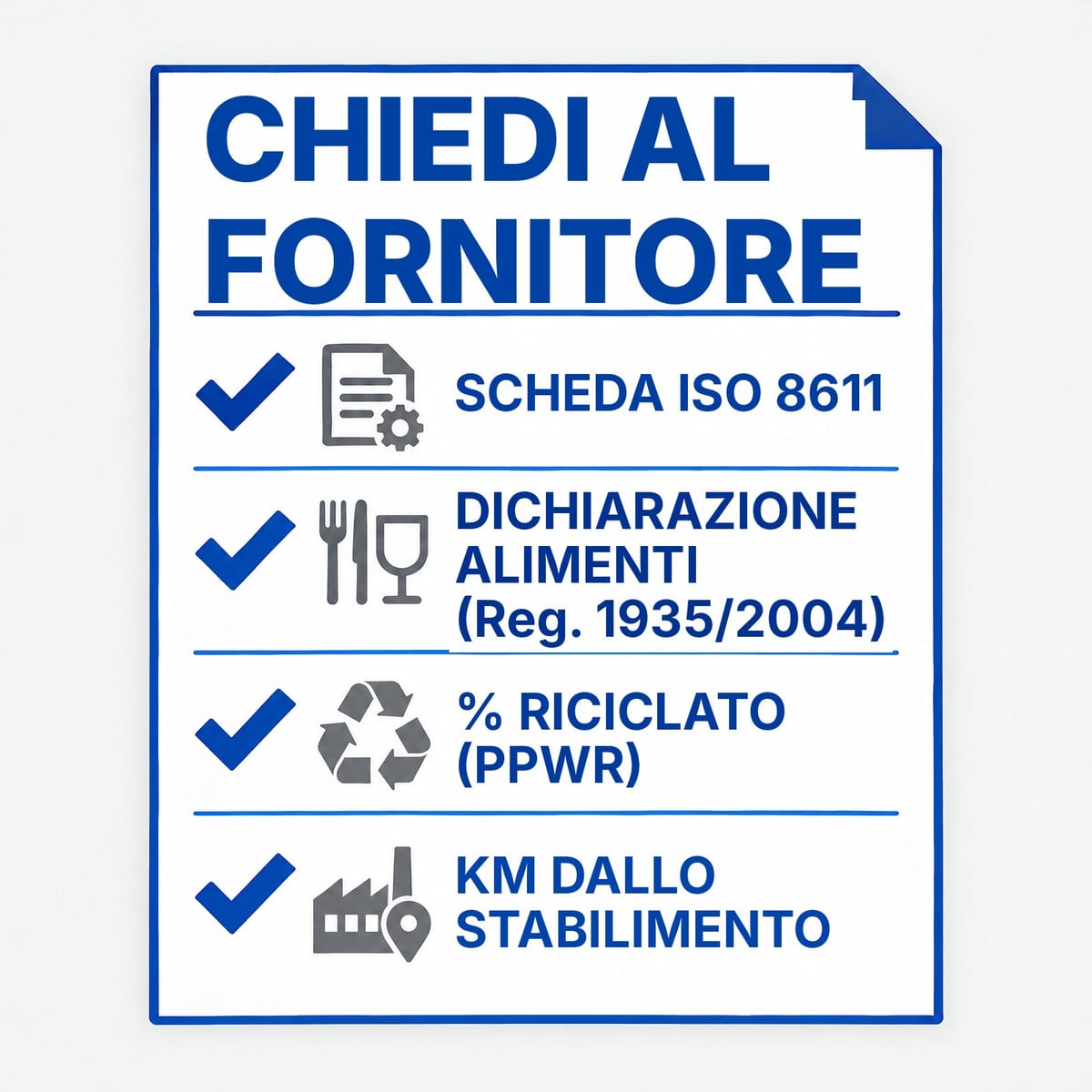 Checklist per scegliere un fornitore di pallet in plastica: ISO 8611, alimenti, riciclato, distanza dello stabilimento